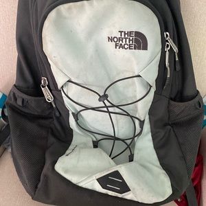 north face backpack. Little dirty on teal part but in great shape.